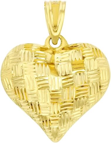 Jewelry America 14K Yellow Gold 3D Textured Heart Charm Pendant in Saudi Arabia
