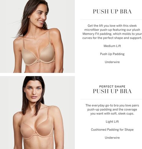 Victoria's Secret Perfect Shape Push Up Bra, Full Coverage, Padded, Bras for Women, Body by Victoria Collection, Marzipan (34D) in Saudi Arabia