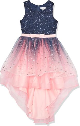 Speechless Girls' Sleeveless Maxi High Low Lace and Tulle Party Dress, Navy/Blush, 12 in Saudi Arabia