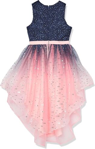 Speechless Girls' Sleeveless Maxi High Low Lace and Tulle Party Dress, Navy/Blush, 12 in Saudi Arabia