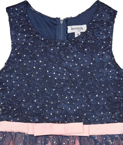 Speechless Girls' Sleeveless Maxi High Low Lace and Tulle Party Dress, Navy/Blush, 12 in Saudi Arabia