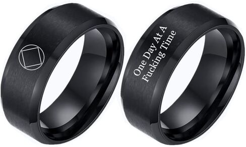 One Day At A Time Sobriety Gifts fot Women Men Stainless Steel Sober Recovery Band Ring Inspirational Alcoholics Anonymous Addiction Surgery Recovering Jewelry Gift for Family Friend,Size 6-12 in Kuwait