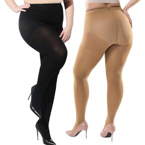 ibonas Opaque Tights Plus Size - Comfy Queen Size Tights, Warm Straight Crotch Leggings, for Chubby Women, Girls