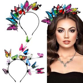 dizila 2 قطعة عصابات رأس الفراشة الملونة مهرجان الهالوين كرنفال عيد الميلاد زي فراشة الشعر التيجان التيجان الأطواق العصابات أغطية الرأس للنساء الفتيات المراهقات