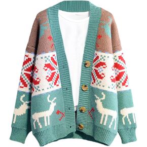 HOINLVLI Cardigan for Women Cat Sweaters for Women Women's Autumn and Winter Button Sweater Knitted Cardigan Fun Cardigan in Saudi Arabia