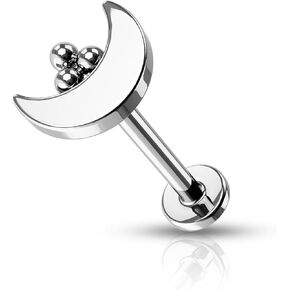 اقراط غضروف G23 من التيتانيوم الصلب من مونكراش جوليري مرصعة 16 غرام لابريت بتصميم بسيط على شكل قمر وحلزون ميدوسا لا تسبب الحساسية، تيتانيوم، زركونيا مكعب, التيتانيوم, زركونيا مكعب in Kuwait