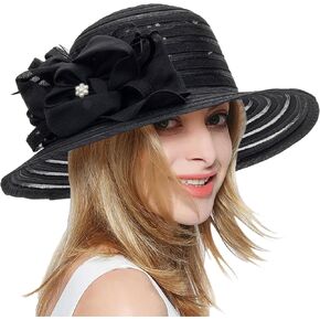 Women s Organza Fascinator Sun Hat - Kentucky Bowler Derby Hat Church Hat for Bridal Tea Party Wedding