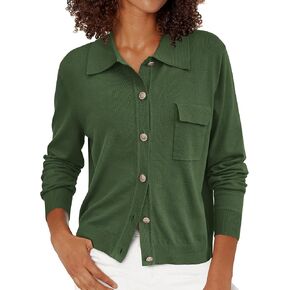 PRETTYGARDEN Women's 2024 Spring Long Sleeve Knitted Button Down Shirts Light Collar Cardigan for Women Dressy Casual Tops in Saudi Arabia