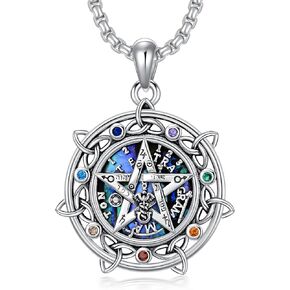 YOSOPRETTY Tetragrammaton Pendant Necklace 925 Sterling Silver Chakra Pentagram Pentacle Necklace Tetragrammaton Amulet Pagan Wiccan Jewelry Gifts for Women Men in Kuwait