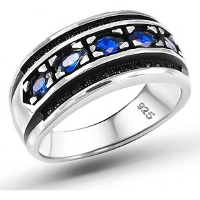 الصلبة 925 فضة البيضاوي مكعب زركونيا تشيكوسلوفاكيا حجر الياقوت أو اللون الفيروزي الفاخرة الرجال الفرقة الدائري in Kuwait