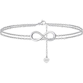 خلخال للنساء من بفيلا S925 من الفضة الاسترليني قابل للتعديل وسوار الكاحل وسوار الكاحل مجوهرات in Kuwait