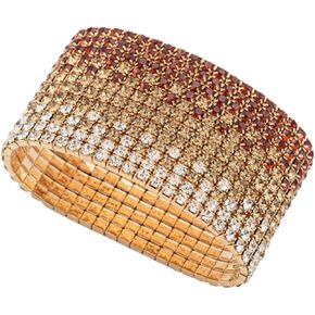 Soyzvteo Multicolor Rhinestone Stackable Stretch Bracelets Sparkling Bridal Tennis Bangle Rhinestone Wide Bracelet Handmade Sparkling Crystal Charms Bracelets Cuff Bracelet for Women Girls