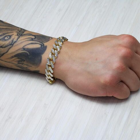 سوار سلسلة ربط من الذهب الأصفر عيار 10 قيراط من Nuragold موناكو ميامي كوبي من الألماس الكوبي، مشبك صندوق فاخر للرجال مقاس 8 بوصات و8.5 بوصات و9 بوصات in Saudi Arabia