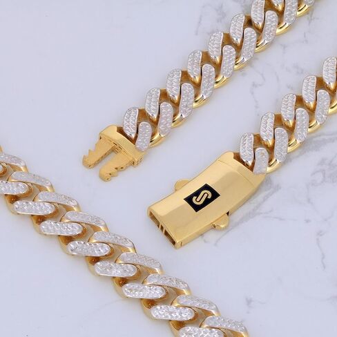 سوار سلسلة ربط من الذهب الأصفر عيار 10 قيراط من Nuragold موناكو ميامي كوبي من الألماس الكوبي، مشبك صندوق فاخر للرجال مقاس 8 بوصات و8.5 بوصات و9 بوصات in Saudi Arabia
