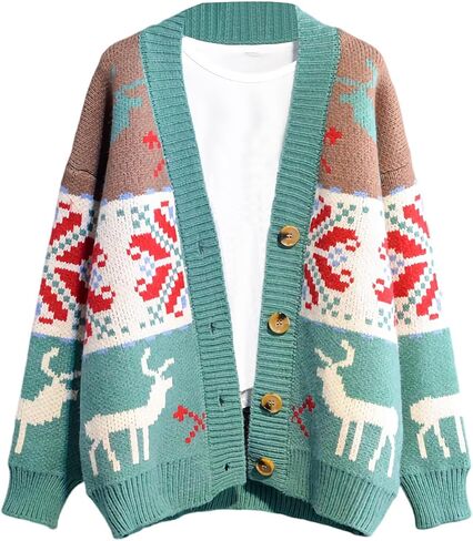 HOINLVLI Cardigan for Women Cat Sweaters for Women Women's Autumn and Winter Button Sweater Knitted Cardigan Fun Cardigan in Saudi Arabia