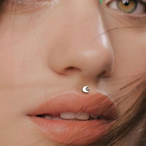 اقراط غضروف G23 من التيتانيوم الصلب من مونكراش جوليري مرصعة 16 غرام لابريت بتصميم بسيط على شكل قمر وحلزون ميدوسا لا تسبب الحساسية، تيتانيوم، زركونيا مكعب, التيتانيوم, زركونيا مكعب in Kuwait