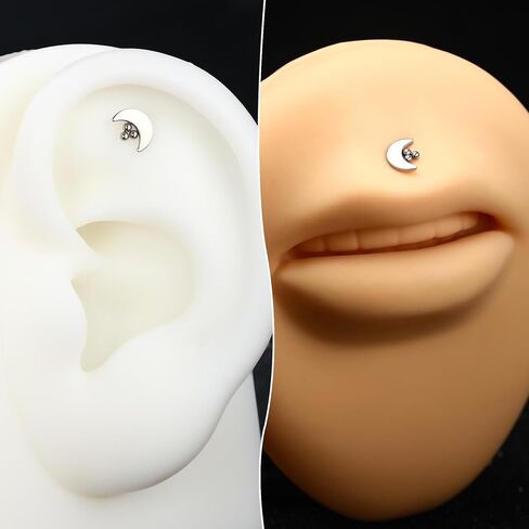 اقراط غضروف G23 من التيتانيوم الصلب من مونكراش جوليري مرصعة 16 غرام لابريت بتصميم بسيط على شكل قمر وحلزون ميدوسا لا تسبب الحساسية، تيتانيوم، زركونيا مكعب, التيتانيوم, زركونيا مكعب in Kuwait