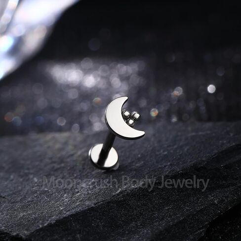 اقراط غضروف G23 من التيتانيوم الصلب من مونكراش جوليري مرصعة 16 غرام لابريت بتصميم بسيط على شكل قمر وحلزون ميدوسا لا تسبب الحساسية، تيتانيوم، زركونيا مكعب, التيتانيوم, زركونيا مكعب in Kuwait