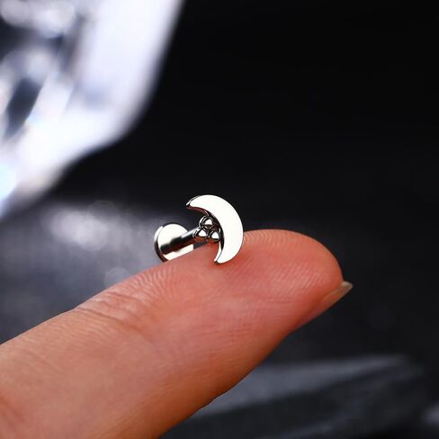 اقراط غضروف G23 من التيتانيوم الصلب من مونكراش جوليري مرصعة 16 غرام لابريت بتصميم بسيط على شكل قمر وحلزون ميدوسا لا تسبب الحساسية، تيتانيوم، زركونيا مكعب, التيتانيوم, زركونيا مكعب in Kuwait