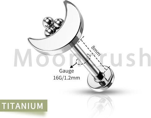 اقراط غضروف G23 من التيتانيوم الصلب من مونكراش جوليري مرصعة 16 غرام لابريت بتصميم بسيط على شكل قمر وحلزون ميدوسا لا تسبب الحساسية، تيتانيوم، زركونيا مكعب, التيتانيوم, زركونيا مكعب in Kuwait