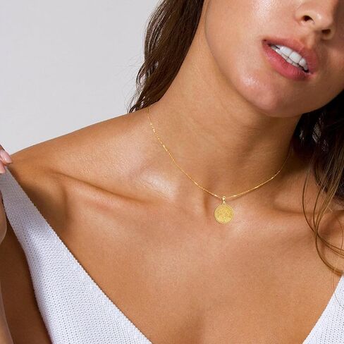 ELFRONT 14K Gold Tree of Life Necklace 14K Solid Yellow Gold Coin Tree of Life Pendant Necklace Gold Tree of Life Jewelry for Women Girls Gifts, Yellow Gold, not known in Kuwait
