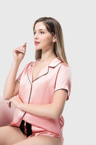 COLD POSH Women's 100% Silk Pajamas for Women Short Sleeve Sleepwear in Saudi Arabia