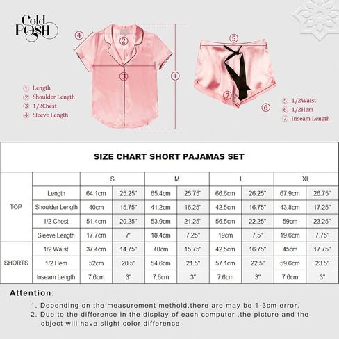 COLD POSH Women's 100% Silk Pajamas for Women Short Sleeve Sleepwear in Saudi Arabia