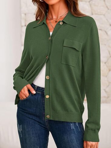 PRETTYGARDEN Women's 2024 Spring Long Sleeve Knitted Button Down Shirts Light Collar Cardigan for Women Dressy Casual Tops in Saudi Arabia
