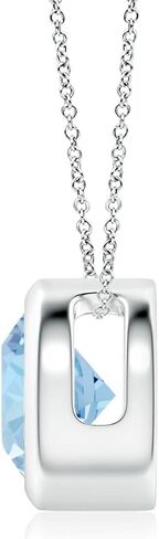 Angara Natural Aquamarine Solitaire Pendant Necklace for Women, Girls in 925 Silver/14K Solid Gold/Platinum 950 | March Birthstone Jewelry Gift for Her | Birthday| Wedding | Anniversary in Saudi Arabia