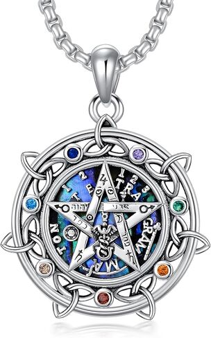 YOSOPRETTY tetragrammaton قلادة قلادة 925 الفضة الاسترليني شقرا الخماسي الخماسي قلادة tetragrammaton تميمة الوثنية الويكا مجوهرات هدايا للنساء الرجال in Kuwait