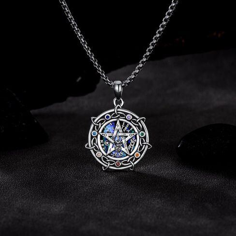 YOSOPRETTY tetragrammaton قلادة قلادة 925 الفضة الاسترليني شقرا الخماسي الخماسي قلادة tetragrammaton تميمة الوثنية الويكا مجوهرات هدايا للنساء الرجال in Kuwait
