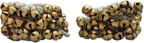 JAI BHOLA KI-27 Medium Size Brass Kathak Ghungroo Pair, sound (100+100) NO-12 Medium Bells Tied with Cotton Cord Indian Classical Dancers Anklet Musical Instrument in Kuwait