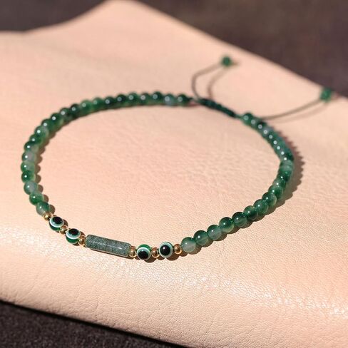 Xfoxstal Natural Agate Evil Eye Ankle Bracelets for Women Anxiety Amulet 4mm Beaded Anklet Spiritual Jewelry Reiki Crystals and Healing Stones Gifts in Saudi Arabia
