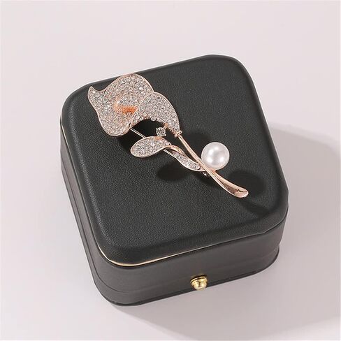 Rhinestone Calla Lily Brooch Flower Crystal Pin for Women Girls Weddings Office Brooch Dress Clothing Accessory Jewelry Gift, Alloy Steel, no gemstone in Kuwait