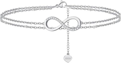 خلخال للنساء من بفيلا S925 من الفضة الاسترليني قابل للتعديل وسوار الكاحل وسوار الكاحل مجوهرات in Kuwait