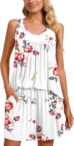 TAOHUADAO 2 Piece Women's Sleeveless Pajama Sets, Lounge Sleepwear Ladies Pjs Sets with Pockets in Saudi Arabia
