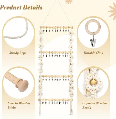 ايكيتي حامل عصابة راس مع 40 مشبك، شماعة خشبية كبيرة السعة لفيونكات الشعر، منظم عصابة راس معلق على الحائط، منظم تخزين اكسسوارات الشعر in Kuwait