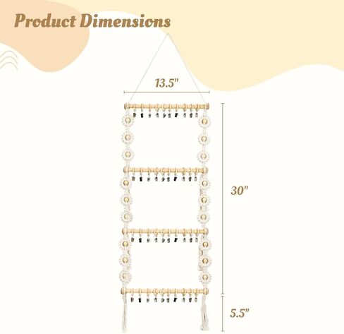 ايكيتي حامل عصابة راس مع 40 مشبك، شماعة خشبية كبيرة السعة لفيونكات الشعر، منظم عصابة راس معلق على الحائط، منظم تخزين اكسسوارات الشعر in Kuwait