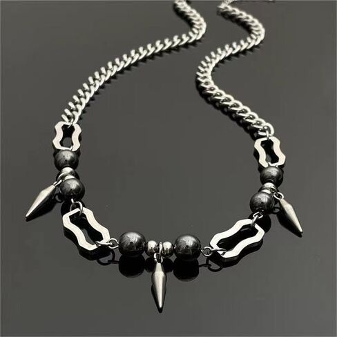 قلادة Gobrer القوطية المصنوعة من الفولاذ المقاوم للصدأ، قلادة Grunge Spike، إكسسوارات Emo Goth Punk Y2k in Kuwait
