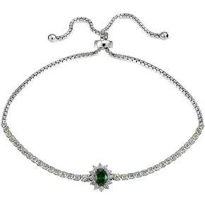 B. BRILLIANT Sterling Silver Simulated Gemstone Sun Flower Tennis Bolo Adjustable Stack Bracelet for Women Girls in Kuwait