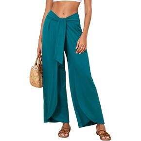 Herseas Womens Beach Pants Split Wide Leg Beach Cover Up Pants Palazzo Flowy Casual Lounge Pants in Saudi Arabia