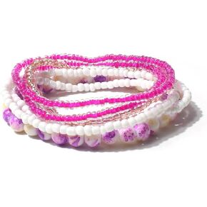 COLORFUL BLING Bohemian Crystal Beaded Bracelets Set Multilayer Stackable Bracelets Boho Charms Stretch Bracelet Handmade Multicolor Crystal Beaded Bangles Strand Bracelet Set in Saudi Arabia