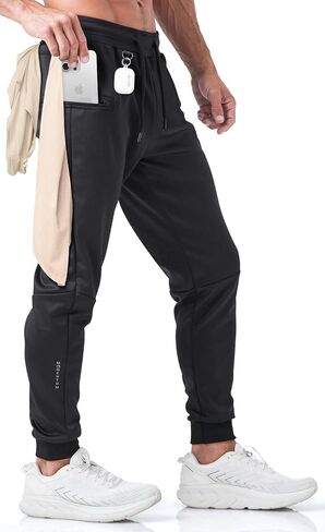 Born Tough Mens Workout Joggers Pants, Tapered Bodybuilding Gym Joggers, Athletic Running Sweatpants with Zipper Pockets in Saudi Arabia