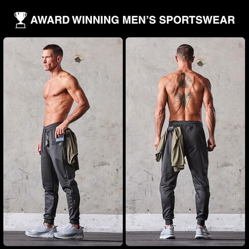 Born Tough Mens Workout Joggers Pants, Tapered Bodybuilding Gym Joggers, Athletic Running Sweatpants with Zipper Pockets in Saudi Arabia