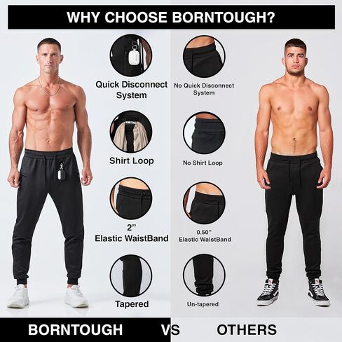 Born Tough Mens Workout Joggers Pants, Tapered Bodybuilding Gym Joggers, Athletic Running Sweatpants with Zipper Pockets in Saudi Arabia