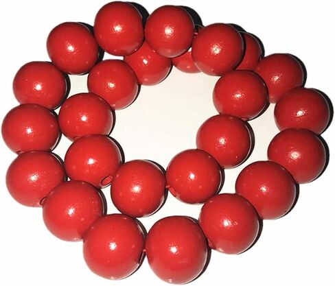 اكسسوارات زي بورتجاس دي ايس التنكري من توستيف، قلادة خرز كبيرة باللون الاحمر، خشب، خشبي in Kuwait