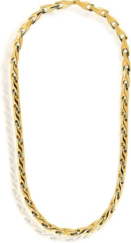Stunning Men's 18K Gold Plated Link Chain Necklace with Solid Heavy Wheat Tungsten Carbide Base (22 Inches Long) Comes with Gift Box - Perfect Jewelry Gift in Kuwait