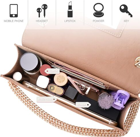 GM LIKKIE Crossbody Clutch Purse for Women, Glitter Evening Bag, Sequin Tassel Wedding Handbag for Party (Khaki) in Kuwait