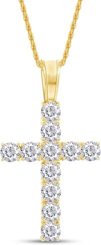 قلادة SAVEARTH DIAMONDS 8 1/4 قيراط مقطوعة بشكل دائري من الألماس المويسانتي من الذهب عيار 14 قيراط أكثر من 925 مجوهرات من الفضة الإسترلينية مع سلسلة 18 بوصة (لون G-H، 8.25 قيراط) in Kuwait