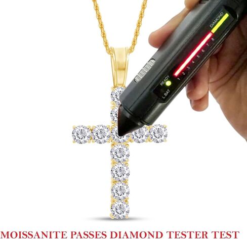 قلادة SAVEARTH DIAMONDS 8 1/4 قيراط مقطوعة بشكل دائري من الألماس المويسانتي من الذهب عيار 14 قيراط أكثر من 925 مجوهرات من الفضة الإسترلينية مع سلسلة 18 بوصة (لون G-H، 8.25 قيراط) in Kuwait